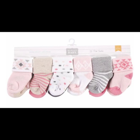 Terry Socks, Pink Gray Aztec, 6-12 Months - Picture 2 of 2